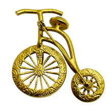 Load image into Gallery viewer, Vintage gold rhinestones bike figural designer brooch
