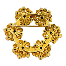Load image into Gallery viewer, Vintage gold rhinestones flowers designer brooch
