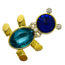Load image into Gallery viewer, Vintage gold rhinestones teddy bear designer brooch
