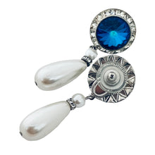 Load image into Gallery viewer, Vintage gold rivioli glass clear rhinestones drop pearl designer earrings
