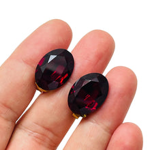 Load image into Gallery viewer, Vintage gold ruby glass designer clip on earrings
