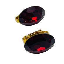 Load image into Gallery viewer, Vintage gold ruby glass designer clip on earrings
