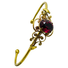 Load image into Gallery viewer, Vintage gold ruby red glass designer cuff bracelet
