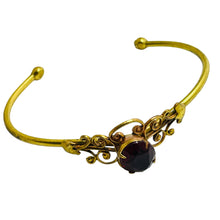 Load image into Gallery viewer, Vintage gold ruby red glass designer cuff bracelet
