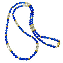 Load image into Gallery viewer, Vintage gold sapphire crystal beaded necklace
