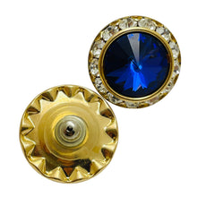 Load image into Gallery viewer, Vintage gold sapphire glass rivioli designer earrings
