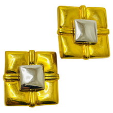 Load image into Gallery viewer, Vintage gold silver modernist designer clip on earrings
