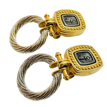 Load image into Gallery viewer, Vintage gold silver nautical door knocker clip on designer earrings

