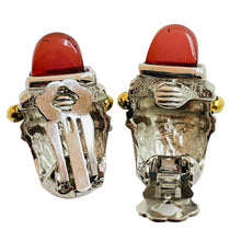 Load image into Gallery viewer, Vintage gold silver red glass clip on designer earrings
