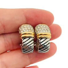 Load image into Gallery viewer, Vintage gold silver rhinestone designer runway pierced clip on earrings

