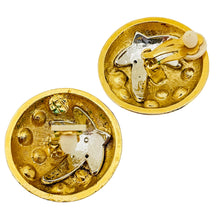 Load image into Gallery viewer, Vintage gold silver star designer runway clip on earrings
