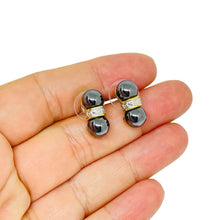 Load image into Gallery viewer, Vintage gold silver tone glass beads small post earrings
