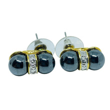 Load image into Gallery viewer, Vintage gold silver tone glass beads small post earrings
