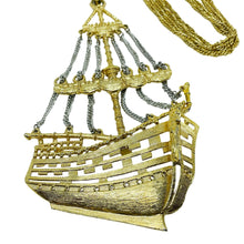 Load image into Gallery viewer, Vintage gold silver tone huge ship pendant chain designer necklace
