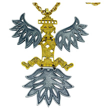 Load image into Gallery viewer, Vintage gold silver tone mix metal massive pendant chain necklace
