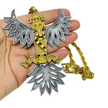 Load image into Gallery viewer, Vintage gold silver tone mix metal massive pendant chain necklace
