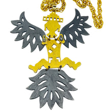 Load image into Gallery viewer, Vintage gold silver tone mix metal massive pendant chain necklace
