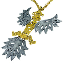 Load image into Gallery viewer, Vintage gold silver tone mix metal massive pendant chain necklace
