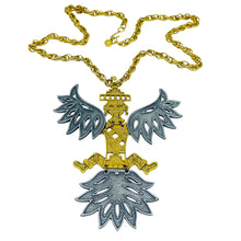 Load image into Gallery viewer, Vintage gold silver tone mix metal massive pendant chain necklace
