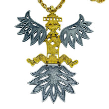 Load image into Gallery viewer, Vintage gold silver tone mix metal massive pendant chain necklace

