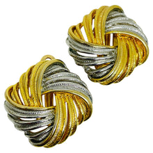 Load image into Gallery viewer, Vintage gold silver tone mixed metal knot designer clip on earrings
