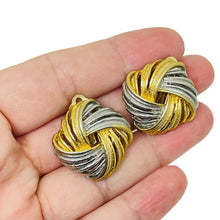 Load image into Gallery viewer, Vintage gold silver tone mixed metal knot designer clip on earrings
