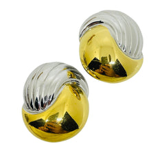 Load image into Gallery viewer, Vintage gold silver tone mixed metal knot designer clip on earrings
