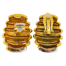 Load image into Gallery viewer, Vintage gold silver tone rhinestones designer clip on earrings

