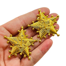 Load image into Gallery viewer, Vintage gold star nautical clip on designer earrings
