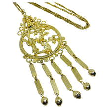 Load image into Gallery viewer, Vintage gold tone Asian geisha pagoda designer chain pendant necklace
