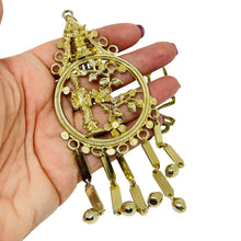 Load image into Gallery viewer, Vintage gold tone Asian geisha pagoda designer chain pendant necklace
