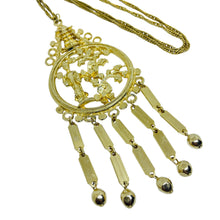 Load image into Gallery viewer, Vintage gold tone Asian geisha pagoda designer chain pendant necklace
