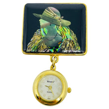 Load image into Gallery viewer, Vintage gold tone BONETTO watch dangle lady in hat designer brooch
