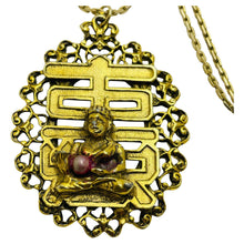 Load image into Gallery viewer, Vintage gold tone Buddha pendant necklace

