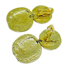 Load image into Gallery viewer, Vintage gold tone Etruscan coin dangle designer clip on earrings

