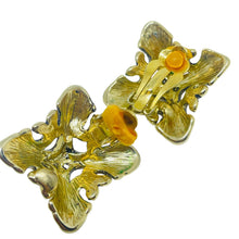 Load image into Gallery viewer, Vintage gold tone Etruscan style designer 80's clip on earrings

