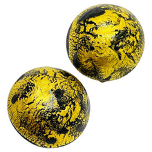 Load image into Gallery viewer, Vintage gold tone ITALIAN black glass designer clip on earrings

