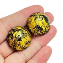Load image into Gallery viewer, Vintage gold tone ITALIAN black glass designer clip on earrings
