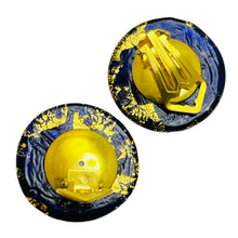 Load image into Gallery viewer, Vintage gold tone ITALIAN cobalt blue glass designer clip on earrings
