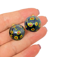 Load image into Gallery viewer, Vintage gold tone Italian art glass designer clip on earrings
