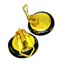 Load image into Gallery viewer, Vintage gold tone Italian art glass designer clip on earrings
