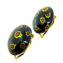 Load image into Gallery viewer, Vintage gold tone Italian art glass designer clip on earrings
