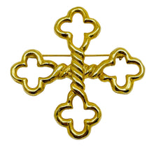 Load image into Gallery viewer, Vintage gold tone Maltese cross designer brooch
