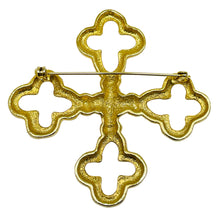 Load image into Gallery viewer, Vintage gold tone Maltese cross designer brooch
