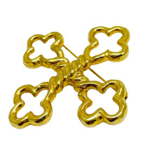 Load image into Gallery viewer, Vintage gold tone Maltese cross designer brooch
