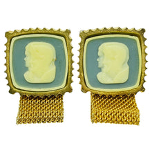 Load image into Gallery viewer, Vintage gold tone Roman cameo designer cufflinks
