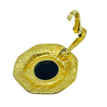 Load image into Gallery viewer, Vintage gold tone Roman glass onyx intaglio designer enhancer pendant
