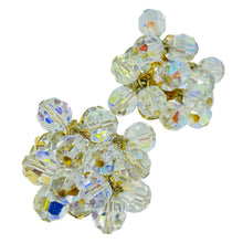 Load image into Gallery viewer, Vintage gold tone ab crystal beaded designer clip on earrings
