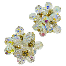 Load image into Gallery viewer, Vintage gold tone ab crystal beaded designer clip on earrings
