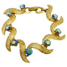 Load image into Gallery viewer, Vintage gold tone ab rhinestone link bracelet
